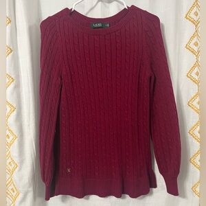 Ralph Lauren Women's Cable Knit Sweater - Burgundy